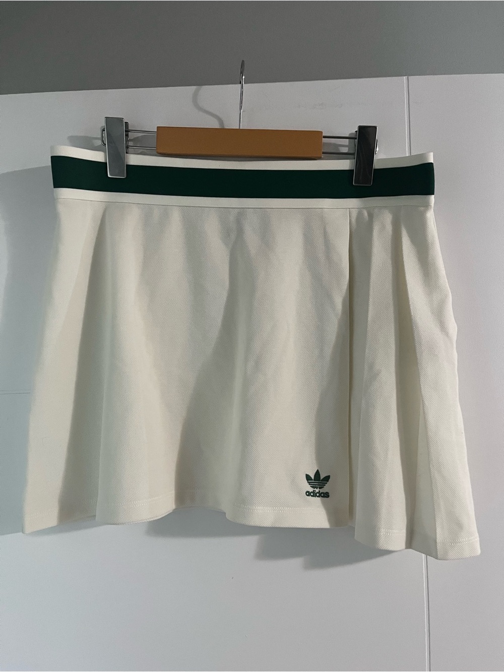 Adidas Cream Mini Skirt with Dark Green Waistband
